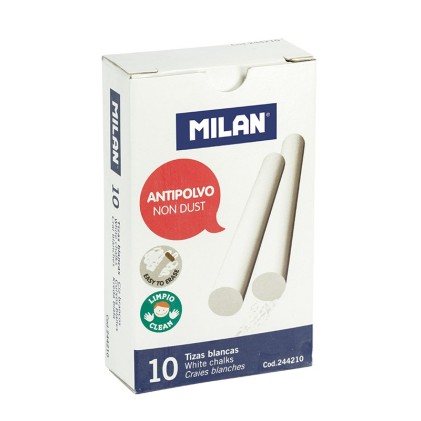Confezione da 10 Gessi al Carbonato di Calcio - Rotondi - Antipolvere - Non Contiene Caseina né Gesso - Colore Bianco