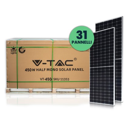 V-TAC Bancale 14kW (13.95 kW) con 31 Pannelli Solari Fotovoltaici Monocristallini 450W 2094*1038*35mm (SKU 11353)