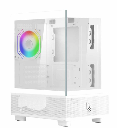Case Mid-Tower No Psu Fobia Wh 2Usb3 1Usbc 1Fan Rgb Vetro L202