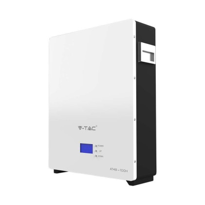 V-TAC Batteria di Accumulo 5.12kWh al Litio-Ferro-Fosfato (LiFePO4) BMS Integrato per Inverter Fotovoltaici (51.2V 100Ah)