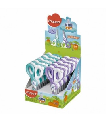 Forbici scolastiche Maped Kidikut, punta arrotondata, 12 cm - Lame in fibra di vetro - Manico simmetrico in plastica - Colori assortiti - 1 pezzo