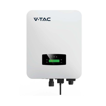 V-TAC Inverter Fotovoltaico Monofase Ibrido On-Grid/Off-Grid 6kW con Schermo LCD inclusi Smart Meter, CT, WiFi e Cavi Batteria Garanzia 5 Anni IP65