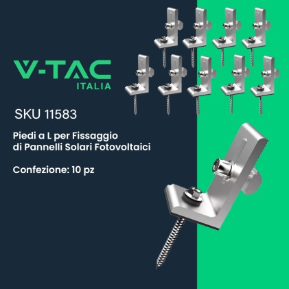 V-TAC Piedi a L per Fissaggio di Pannelli Solari Fotovoltaici (10 Pezzi)