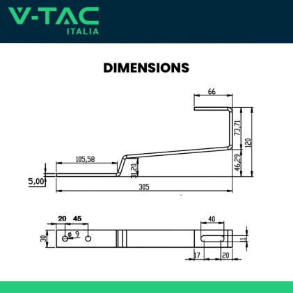 V-TAC Gancio per Tetto con Tegole Portoghesi o Coppi per Fissaggio Pannelli Solari Fotovoltaici