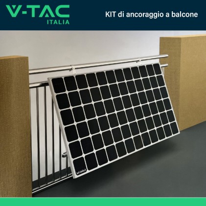 V-TAC KIT di Montaggio da Balcone per Pannello Solare Fotovoltaico Inclinazione Regolabile