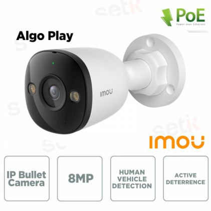 Imou Telecamera IP PoE ALGO 4K 8MPX da Esterno AI IR 30mt IP67 WDR 110 dB Microfono supporto microSD