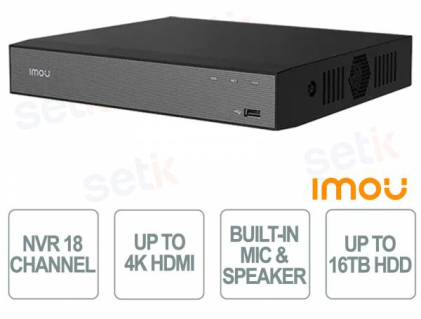 Imou NVR IP 18 Canali 10MPX H.265 4K UHD HDMI/VGA ONVIF supporta HDD fino a 16TB