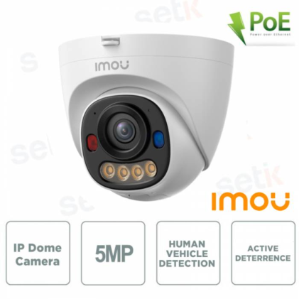 Imou Telecamera IP PoE Dome 3K 5MPX AI IR 30mt IP67 H.265 Allarme LED Microfono supporto microSD