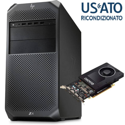 Workstation Tower Usata Ricondizionata Hp Z4 G4 cpu Intel Xeon W-2123 ram 16gb ssd 512gb vga Nvidia Quadro P2000 da 5gb Windows 11 Professional