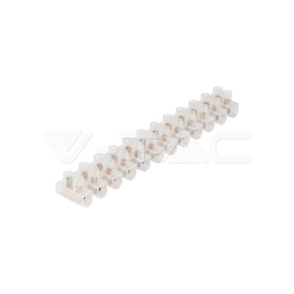 V-TAC Morsettiera 12 Connettori per Cavo Elettrico 6A da 6mm Colore Bianco (Confezione 10pz)