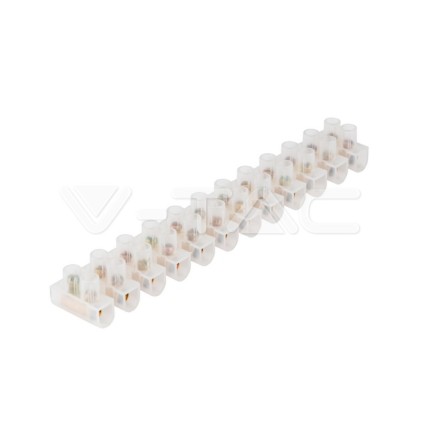 V-TAC Morsettiera 12 Connettori per Cavo Elettrico 10A da 10mm Colore Bianco (Confezione 10pz)