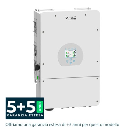 V-TAC Inverter Fotovoltaico Deye Monofase Ibrido On-Grid/Off-Grid 8kW (NO CEI 0-21) con Schermo LCD Touch a Colori e Smart Meter Integrato inclusi TA e WiFi Garanzia 5 Anni (Estendibile a 10 Anni) IP65