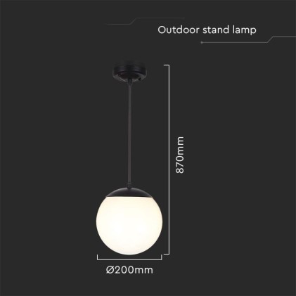 V-TAC Lampada LED da Soffitto con Portalampada E27 Colore Nero Opaco l: 870mm IP44