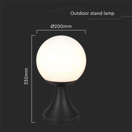 V-TAC Lampada LED da Terra a Lanterna con Portalampada E27Colore Nero Opaco h: 350mm IP44