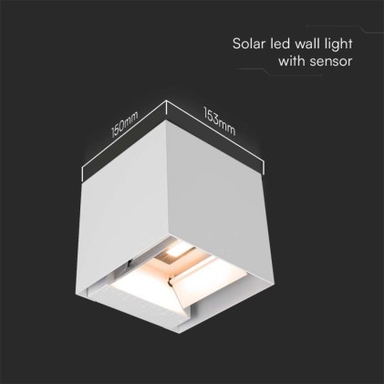 V-TAC Lampada LED da Giardino con Pannello solare e Sensore 9W Colore Bianco 150*153*150mm 4000K IP65
