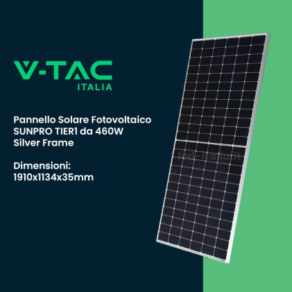 V-TAC Bancale 14kW (14.26 kW) con 31 Pannelli Solari Fotovoltaici Monocristallini 460W TIER 1 Classe 1 1910*1034*35mm (SKU 11909)