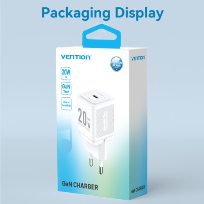 Caricatore GaN Vention FEPW0-EU con ingresso USB-C 20 W EU Bianco