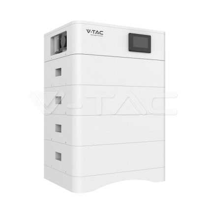 V-TAC Kit 4 Moduli di Accumulo Impilabili Alta Tensione 20kWh LiFePO4 BMS Integrato, Inclusa Base e Box di Controllo, 100Ah, 204.8V, IP65, CEI 0-21 Garanzia 10 Anni