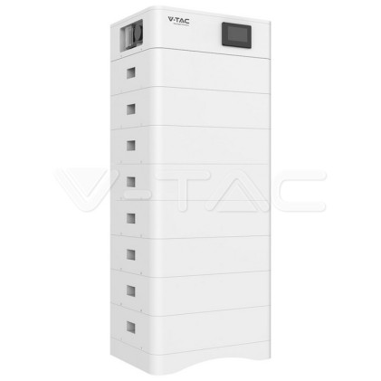 V-TAC Kit 8 Moduli di Accumulo Impilabili Alta Tensione 40kWh LiFePO4 BMS Integrato, Inclusa Base e Box di Controllo, 100Ah, 409.6V, IP65, CEI 0-21 Garanzia 10 Anni