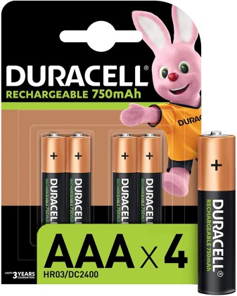 Duracell AAA (4pcs) Batteria ricaricabile Mini Stilo AAA Nichel-Metallo Idruro (NiMH)