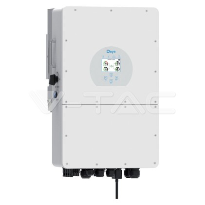 V-TAC Inverter Fotovoltaico Alta Tensione Deye Trifase Ibrido On-Grid/Off-Grid 10kW, Doppio MPPT, CEI 0-21, Schermo LCD Touch, WiFi e TA Inclusi, Garanzia 10 Anni IP65