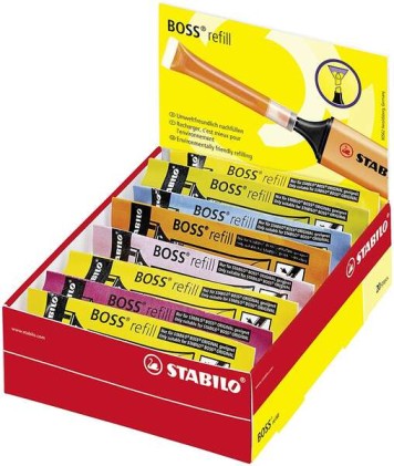 Stabilo Boss 70 3ml Ricarica per Evidenziatore - Inchiostro a Base di acqua - Colori Assortiti