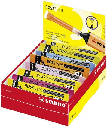 Stabilo Boss 70 Confezione da 20 ricariche per pennarelli fluorescenti da 3 ml - Inchiostri a base d acqua - Colori assortiti