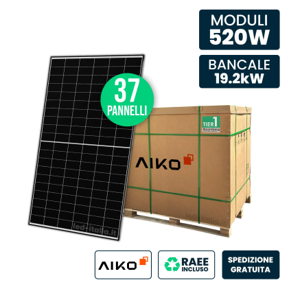 AIKO Bancale 19kW con 37 Pannelli Solari 520W TIER-1 N-Type ABC Black Frame 1954x1134x30mm