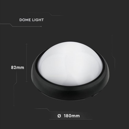 V-TAC Plafoniera LED Rotonda 8W Colore Nero 3000K IP54