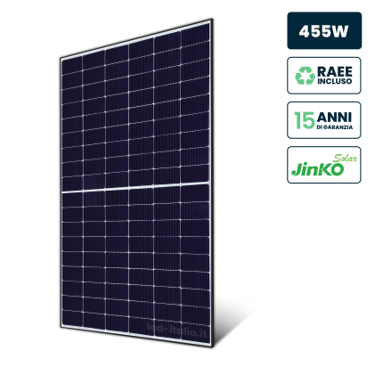Pannello Solare Fotovoltaico Modulo 455W Jinko Solar Tier-1 Tiger Neo, Monocristallino N-Type Topcon, Black Frame Ip67/Ip68 1762X1134X30Mm