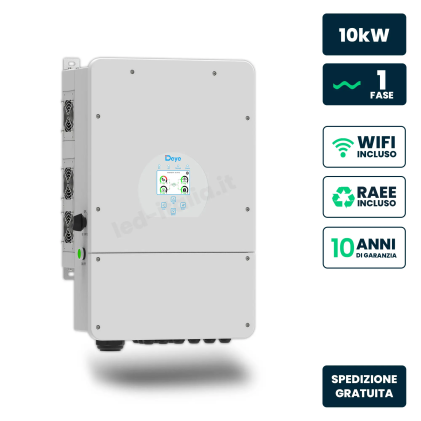V-TAC Inverter Ibrido Monofase LV Deye 10kW WiFi senza CEI 0-21 Bianco IP65