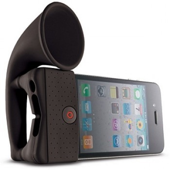 Amplificatore Audio Suono in Silicone Horn Stand per Apple Iphone 4 4S 5 NERO