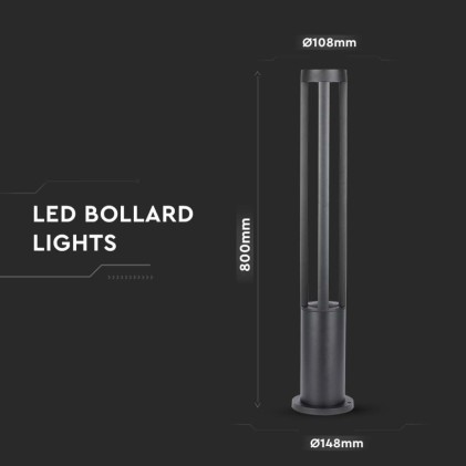 V-TAC Lampada LED da Giardino Fissaggio a Terra LED COB 10W Colore Nero h:80cm 6400K IP65