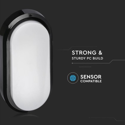 V-TAC Plafoniera LED Ovale 8W Colore Nero 4000K IP54