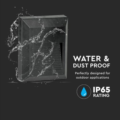 V-TAC Faretto LED Segnapasso Quadrato Montaggio a Plafone 2W Colore Nero 4000K IP65