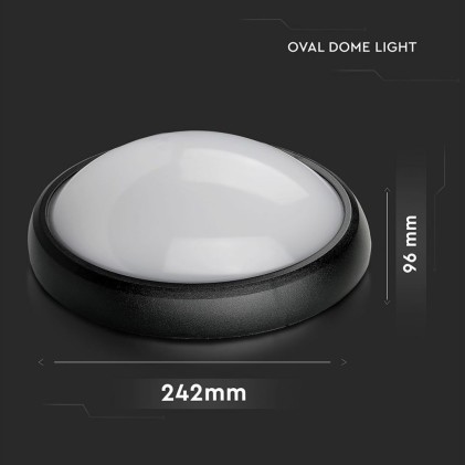 V-TAC Plafoniera LED Ovale 12W Colore Nero 3000K IP54