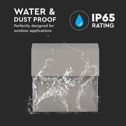 V-TAC Faretto LED Segnapasso Quadrato Montaggio a Plafone 3W Colore Grigio 3000K IP65