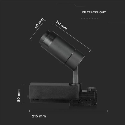 V-TAC Faretto LED da Binario 15W 3 in 1 (2800K+4000K+6000K) Controllo Bluetooth Colore Nero
