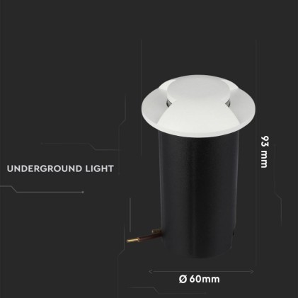 V-TAC Faretto LED Segnapasso a Cilindro da Interramento 1W Doppio Fascio Luminoso Colore Bianco 12V 6500K IP67 Driver non Incluso