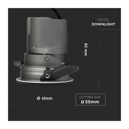 V-TAC Faro da Incasso LED COB per Hotel 6W Orientabile di 27° 4000K CRI>95
