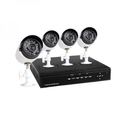 Kit videosorveglianza 4 telecamere 3,6mm IR DVR H264 4 canali BNC cavi ed alimentatore incluso