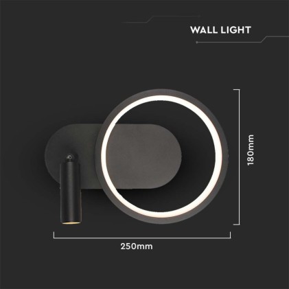 V-TAC Lampada LED da Muro 14W 250*100*180mm in Metallo Colore Nero 4000K