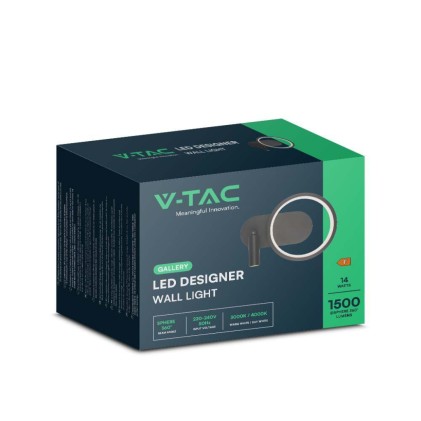 V-TAC Lampada LED da Muro 14W 250*100*180mm in Metallo Colore Nero 4000K