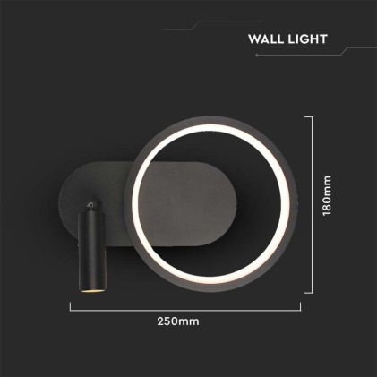 V-TAC Lampada LED da Muro 14W 250*100*180mm in Metallo Colore Nero 3000K
