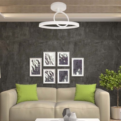 V-TAC Lampadario LED con 2 Cerchi 38W in Metallo Colore Bianco 50*20cm 4000K