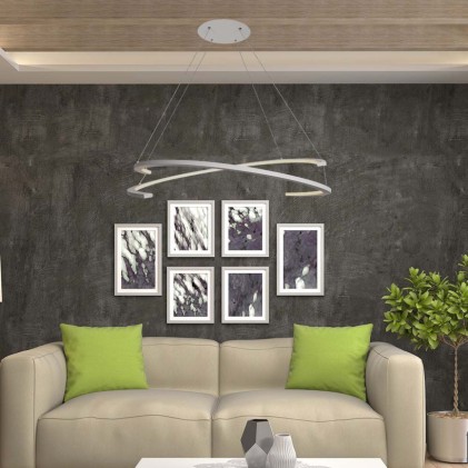 V-TAC Lampadario LED a Sospensione con 2 Mezzaluna 48W Colore Bianco 80*120cm 4000K Triac Dimmerabile 3000K