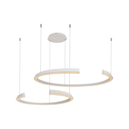 V-TAC Lampadario LED a Sospensione con 2 Mezzaluna 48W in Metallo Colore Bianco 110*80*120cm 3000K Triac Dimmerabile