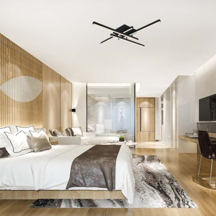 V-TAC Lampadario LED dal Design Moderno 38W Colore Nero 850*850*150mm 4000K