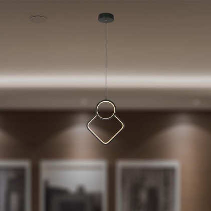 V-TAC Lampadario LED a Sospensione 12W dal Design Moderno 280*1800mm Colore Nero 4000K