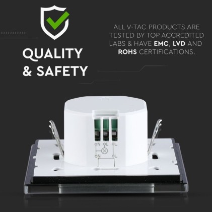 V-TAC Sensore a Microonde Colore Nero